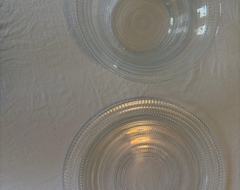 bol de service et plat vintage finlandais Iittala Kastehelmi avec motif gouttes de rosée
