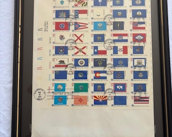 Colección enmarcada de sellos del Bicentenario. Primer día de emisión. 1976