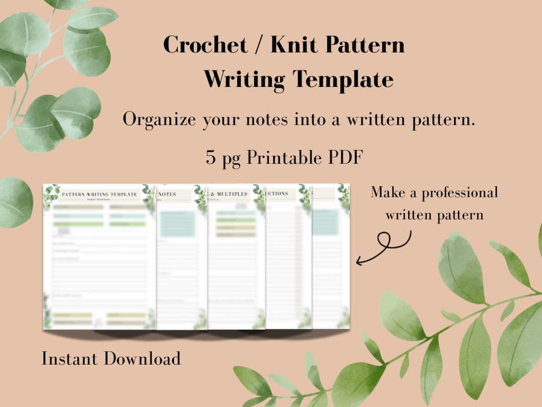 Crochet/knit Pattern Writing Template - Etsy