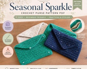 Crochet Pouch Pattern PDF – Easy Crochet Makeup Bag, Clutch, Phone & Travel Organizer – Beginner Friendly Digital Download