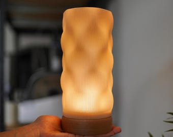 Lámpara de mesa Wave - Luz ambiental moderna - Lámpara de mesita de noche minimalista - Regalo único para el hogar - Diseño orgánico
