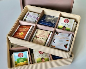 TEAGRID - Organizzatore bustine di tè impilabile e modulare | Contenitore porta tè dal design moderno e minimale | Idea regalo amanti del tè