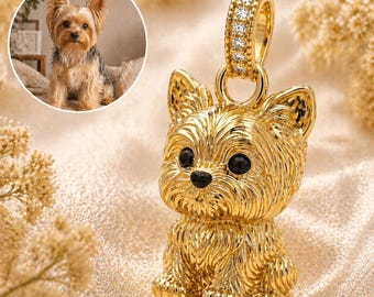 Custom Pet Portrait Necklace – Personalized Gold Dog Pendant, Cat Lover Jewelry