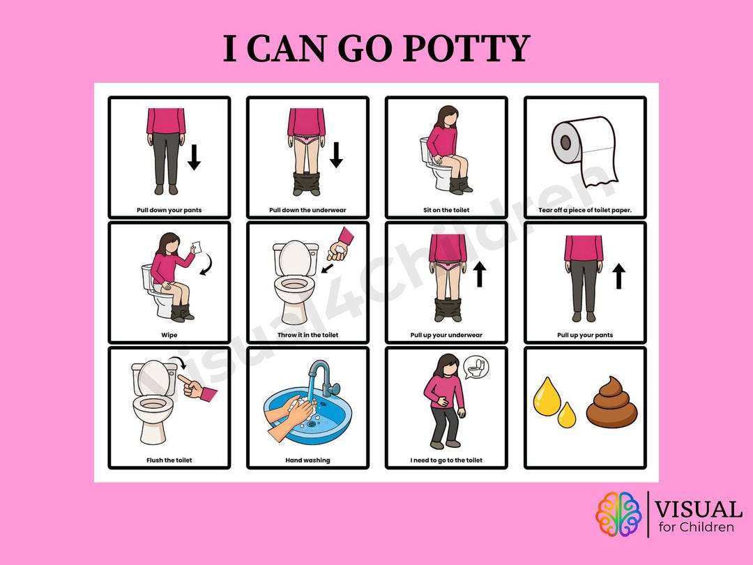 Potty Training Visual Chart – Girls Autism, I Can Go Potty (digital ...