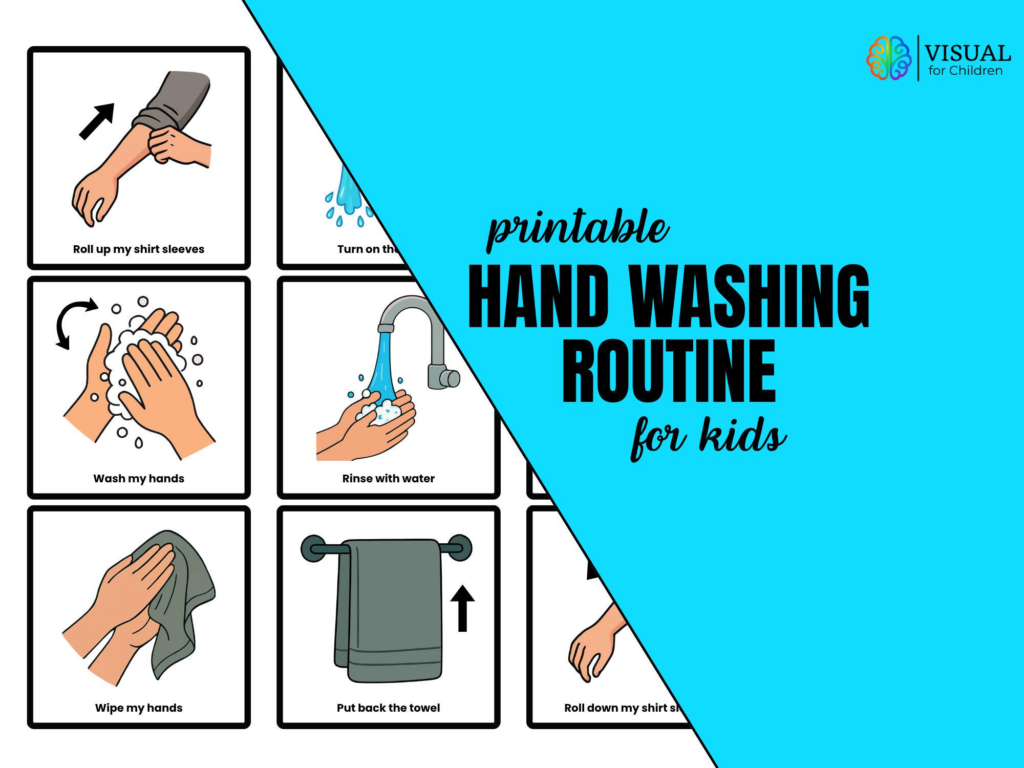 Hand Washing Chart for Kids – Printable Bathroom Routine, Visual ...