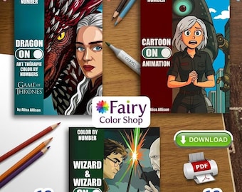 Pack 3 Livres Coloriage Magique PDF - 2+1 GRATUIT - Dragon, Sorcier, Animation - Coloriage Numéroté Tablette & Impression - Fairy Color Shop