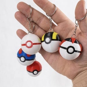 Llavero de Pokeball, impresión 3D en PETG de 35 mm, clip para mochila de anime