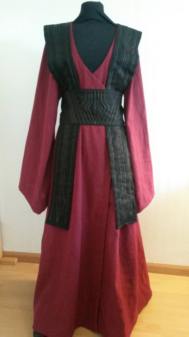 Made to order: Custom colours,Long linen Star Wars inspired Jedi robe tunic gown wrapdress/robe costume cosplay larp pagan image 2