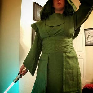 Made to order: Custom colours,Long linen Star Wars inspired Jedi robe tunic gown wrapdress/robe costume cosplay larp pagan image 6