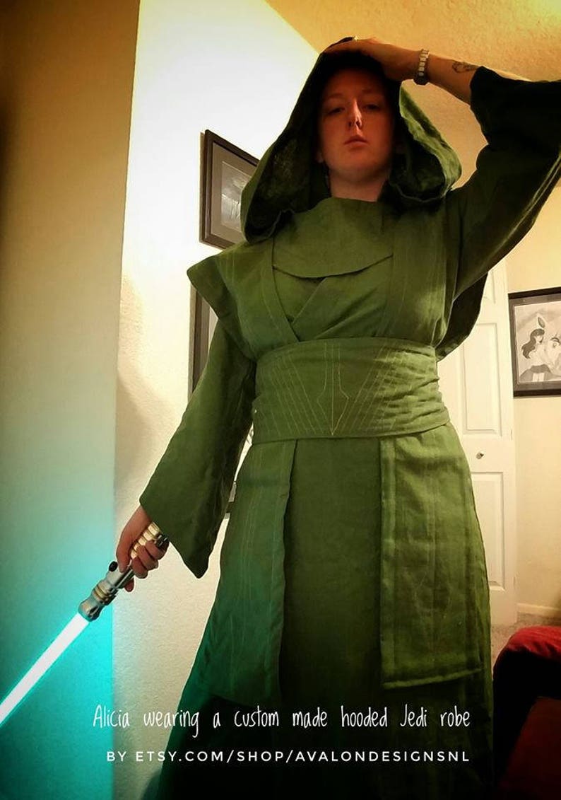 Made to order: Custom colours,Long linen Star Wars inspired Jedi robe tunic gown wrapdress/robe costume cosplay larp pagan image 6