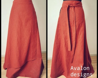 Made to order: Linen wrap skirt. Viking historical priestess woodland fairy witch pixie hippie boho