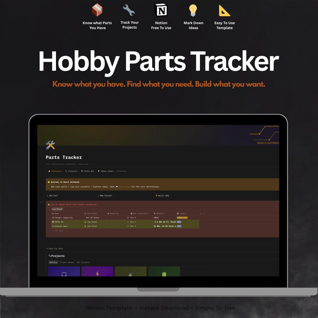Part Tracker Sign Part Tracker: Notion Template for Electronics Makers, Hobbyists ...