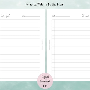 Personal Wide Size Multiple Lists Bundle | Printable Planner Inserts | Instant Digital Download | PW | Rings Planner Insert