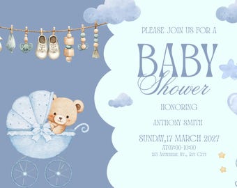 Mall för babyshowerinbjudan