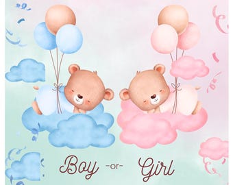 Könsavslöjningsspel, babyshower för pojke eller flicka, utskrivbar inbjudan (nedladdning direkt)