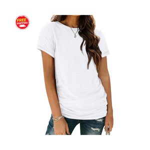 Women’s Soft Crew Neck T shirt Casual Summer Top Stretch Basic Everyday Tee