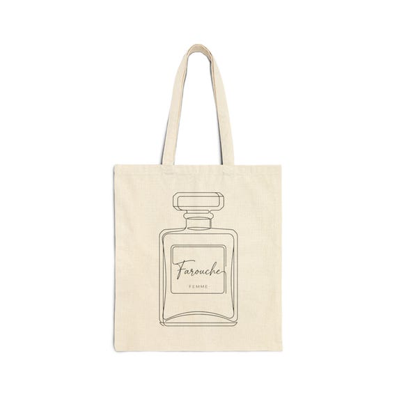 Farouche Femme Tote Bag | French Perfume Line Art Canvas Bag | Francophile Gift | Personalizable