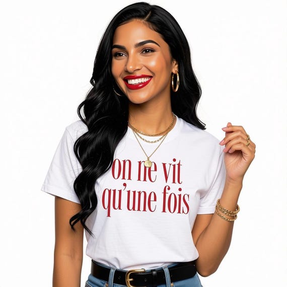 On Ne Vit Qu'une Fois (YOLO) Boxy Tee | It's YOLO in French | You Only Live Once Shirt | High Fashion Red Lettering | Oversized Cropped Tee