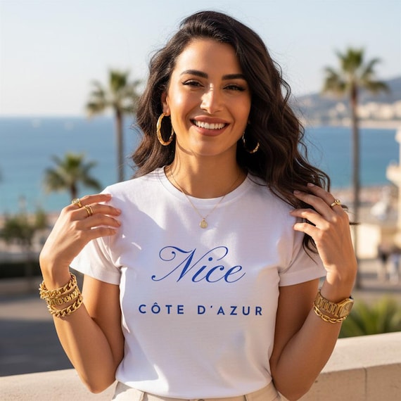Nice Côte d'Azur T-Shirt | French Riviera Script Tee | South France Travel Souvenir