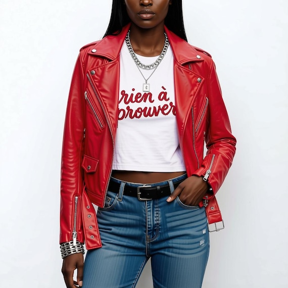 Rien à Prouver Cropped Tank | "Nothing to Prove" French Phrase Tee | Raw Cut Sleeve | Effortless Summer Style | Red Lipstick Writing