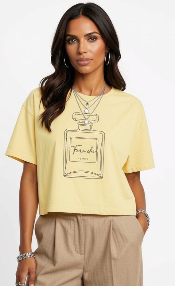 Boxy Crop Farouche Femme Tee | French Fragrance Shirt, Quiet Luxury Top | Empowerment Tee