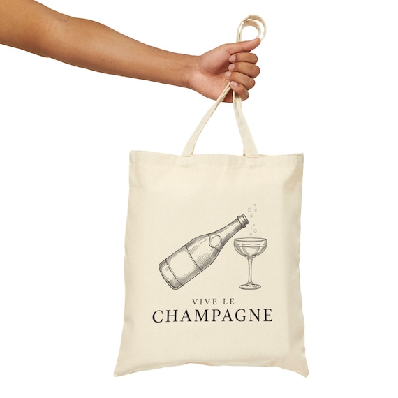 Vive le Champagne Tote Bag | French Celebration Canvas Bag | Personalizable