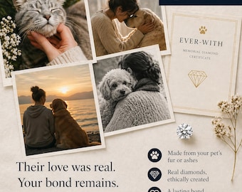 ペットの遺灰をダイヤモンドに、犬や猫の遺灰や毛から作られたルースメモリアルダイヤモンド、カスタムラボグロウンダイヤモンド、永遠の思い出と共に