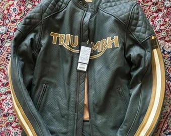 Triumph Braddan Air Race leren motorjas geperforeerde bikerjack Racing strepen diamant quilten mannen Cafe Racer stijl cadeau voor hem