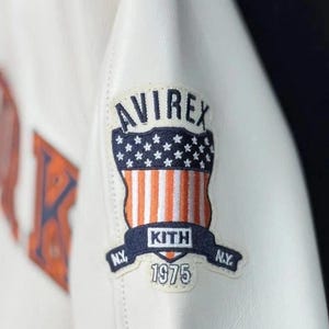 Avirex New York Knicks echt rundlederen jack wit varsity bomberjack Kith Knicks basketbaljack streetwear jas cadeau voor mannen afbeelding 5