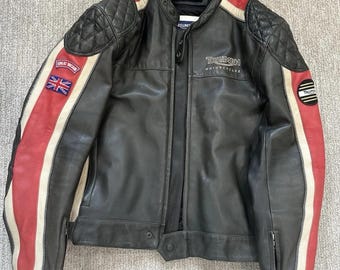 Triumph Motorfiets Leren Jas Biker Echt Leer Retro Racing Jas Racing Streep Diamant Quilten Mannen Cafe Racer Stijl Voor Riders