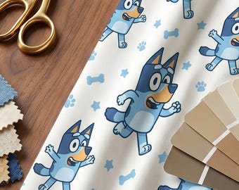 Blue Fabric by Yard, Combed Cotton Prima | Toon Print