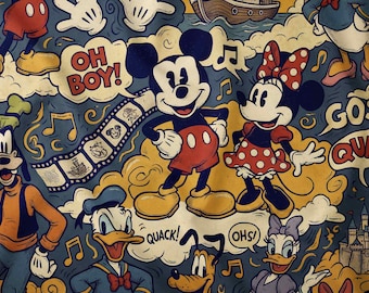 Steamboat Magic Mouse Fabric by Yard Combed Cotton Prima