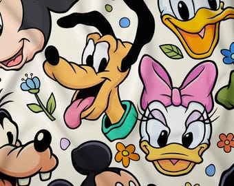 Combed Pima Cotton Fabric | Cartoon Floral Print, Children's Sewing, Soft Drape