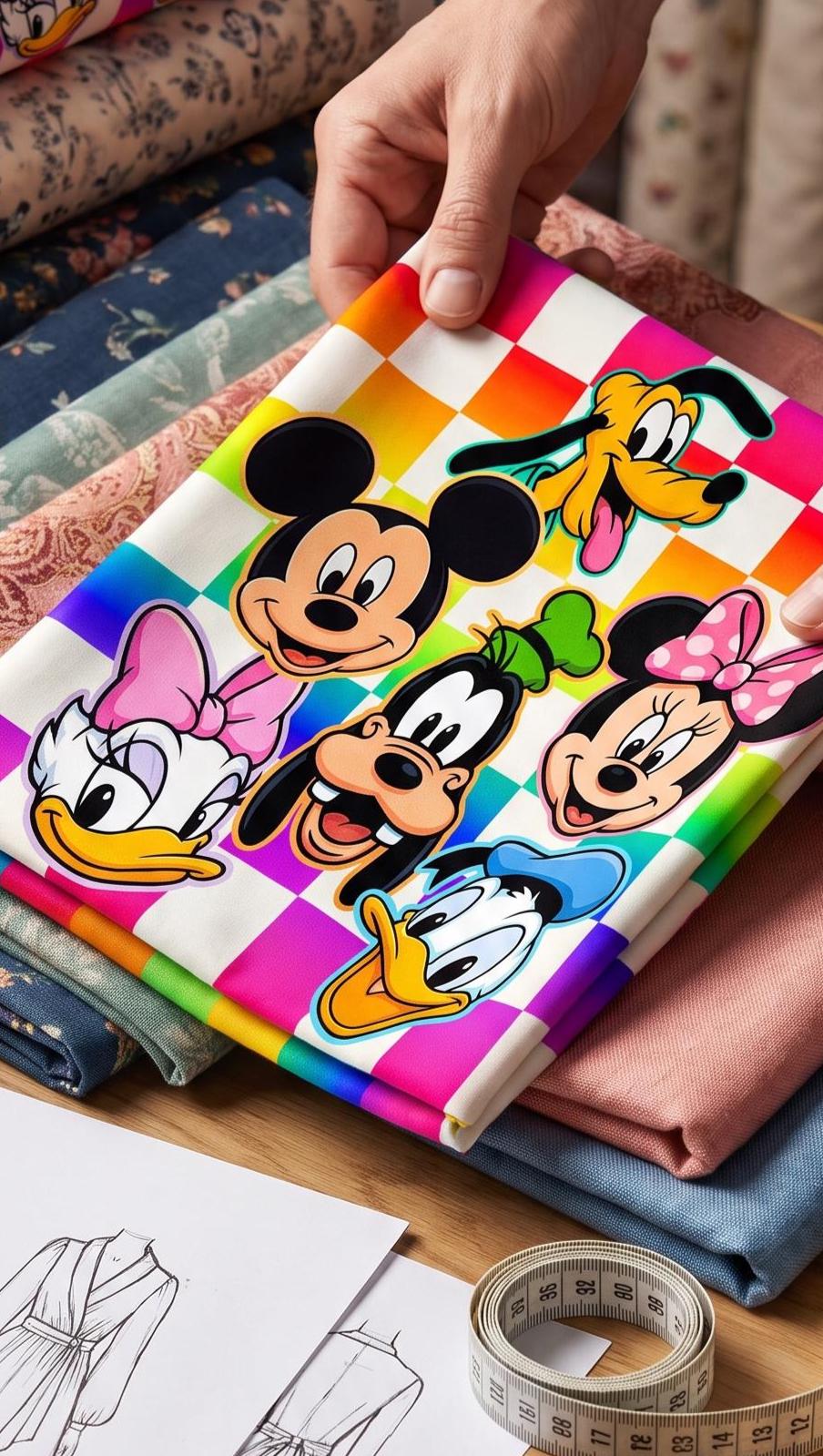Checkered Mickey Fabric by the Yard - Etsy