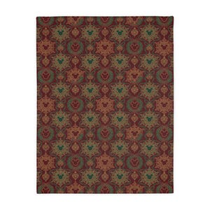 Sherpa Fleece Blanket Cozy Holiday Throw Vintage Christmas Damask Mouse Snowflake Red Gold Festive Decor Blanket