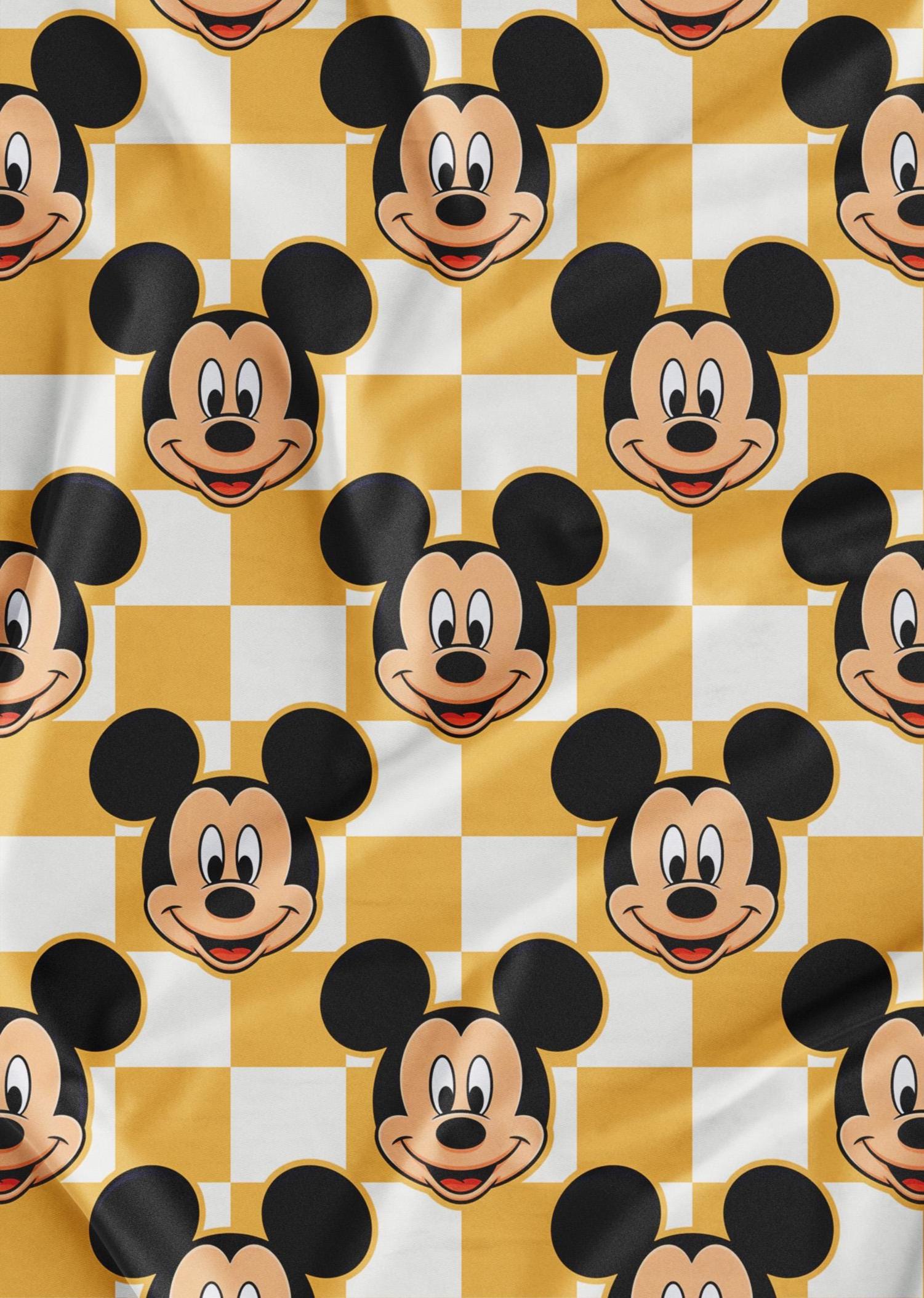 Checkered Mickey Fabric by the Yard - Etsy