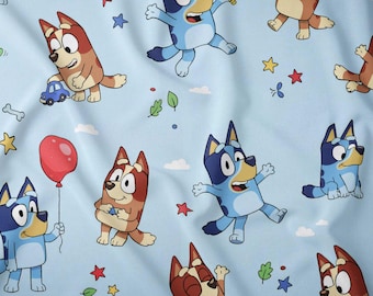 Blue and Bingo Fabric by Yard, Combed Cotton Prima | Toon Print