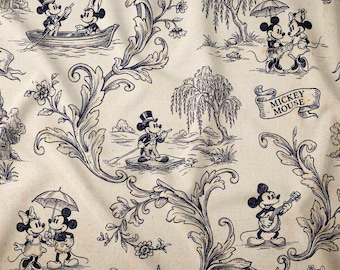 Mickey and Minnie Rowboat Toile fabric by yard, Pima Cotton