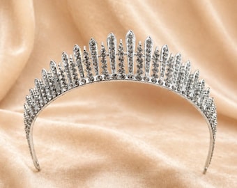 Elegant Crystal Tiara Crown | Silver Rhinestone Headpiece | Bridal Crown | Wedding Hair Accessory | Prom Tiara | Princess Crown