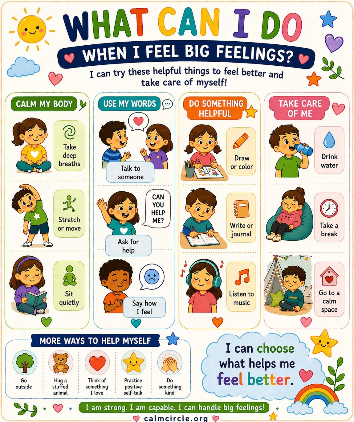 Coping Skills Poster for Kids | Calm Down Strategies | Emotional ...