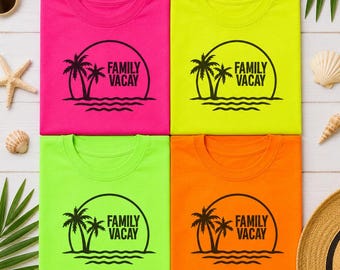 Kids Family Vacation Shirts | Summer Neon T-Shirt | Vacay Vibes Beach T-shirt