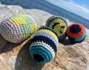 Sacos de malabares de ganchillo hechos a mano – Juego de pelotas de malabares coloridas – Juguete antiestrés estético, Pelotas de malabares de ganchillo hechas a mano,