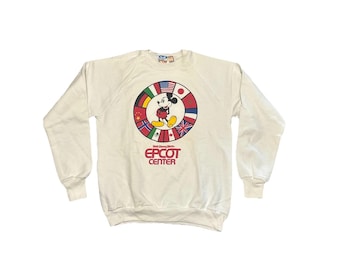 Sudadera vintage de Disney Epcot de los años 80 con Mickey Mouse del centro, talla grande.