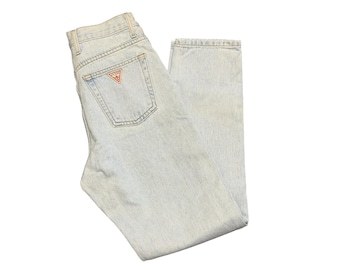 Vintage Guess Jeans 1050 RG Light Wash High Waisted Tapered Leg Made in USA 28