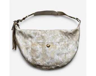 Coach Signature Hobo Shoulder Bag - Beige Jacquard