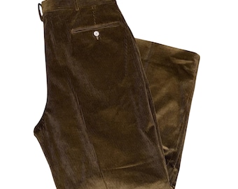 Pantalones plisados de pana marrón Polo Ralph Lauren, fabricados en Italia, para hombre, talla 34 x 28.