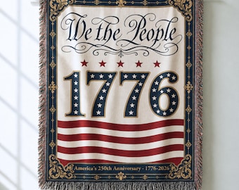 We the People 1776 Woven Blanket | America 250 Cotton Wall Tapestry