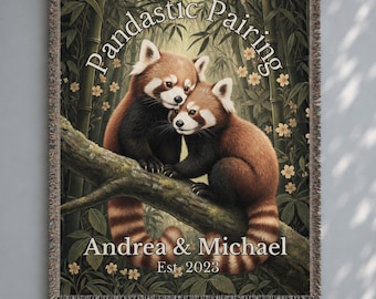 Personalized Red Panda Couple Blanket | Woven Throw & Wall Tapestry
