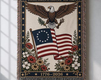 American Eagle 250 Woven Blanket | Vintage Patriotic Tapestry