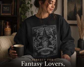 Vintage Wizard Illustration Crewneck sweatshirt | Mystic Mage Graphic